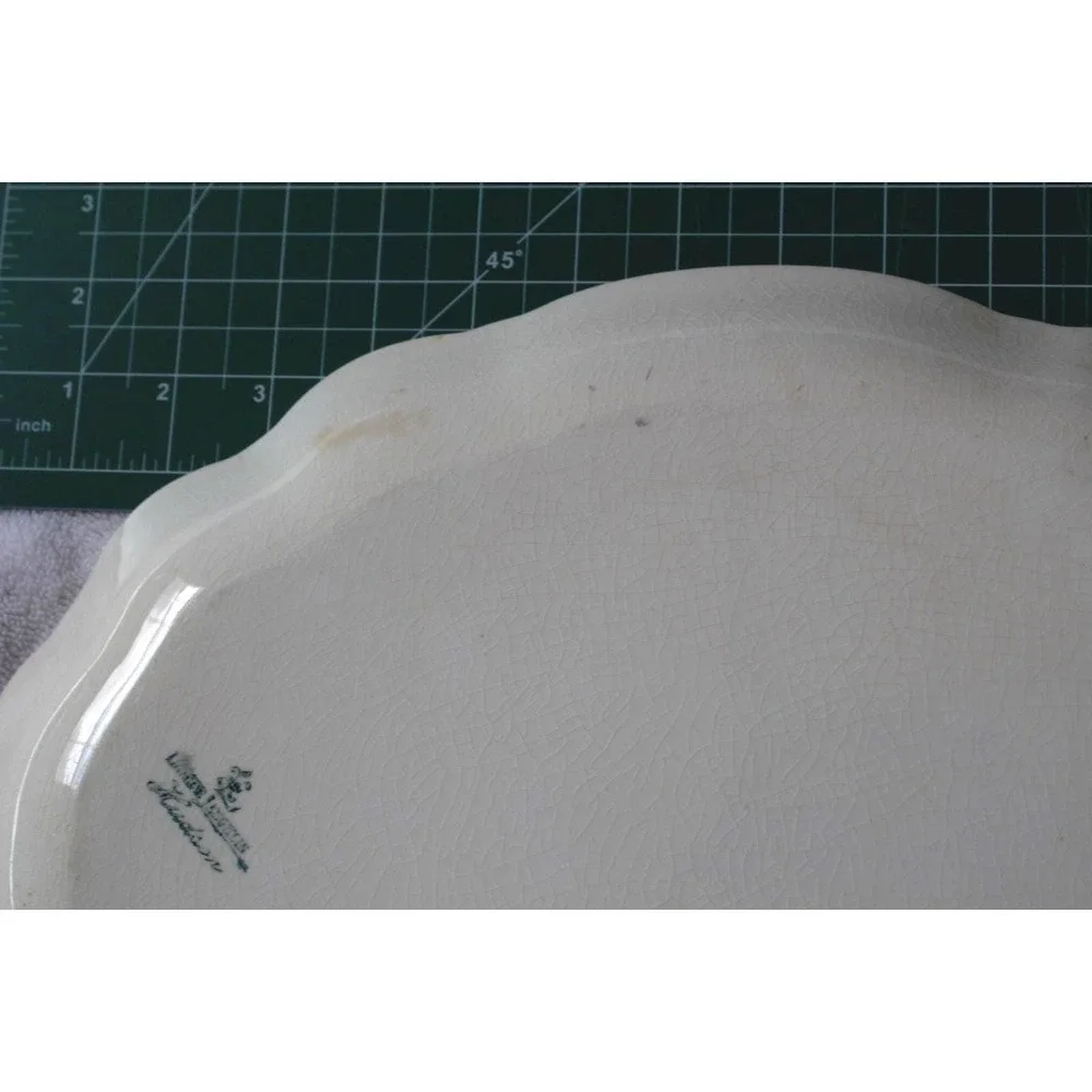 Homer Laughlin Hudson Holly Scalloped Oval Serving‎ Platter 15.5 Inch
